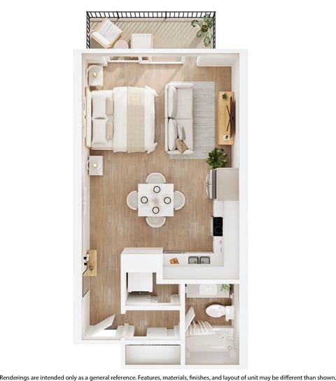 Floor plan for studio, 1 bath, 457 sqft